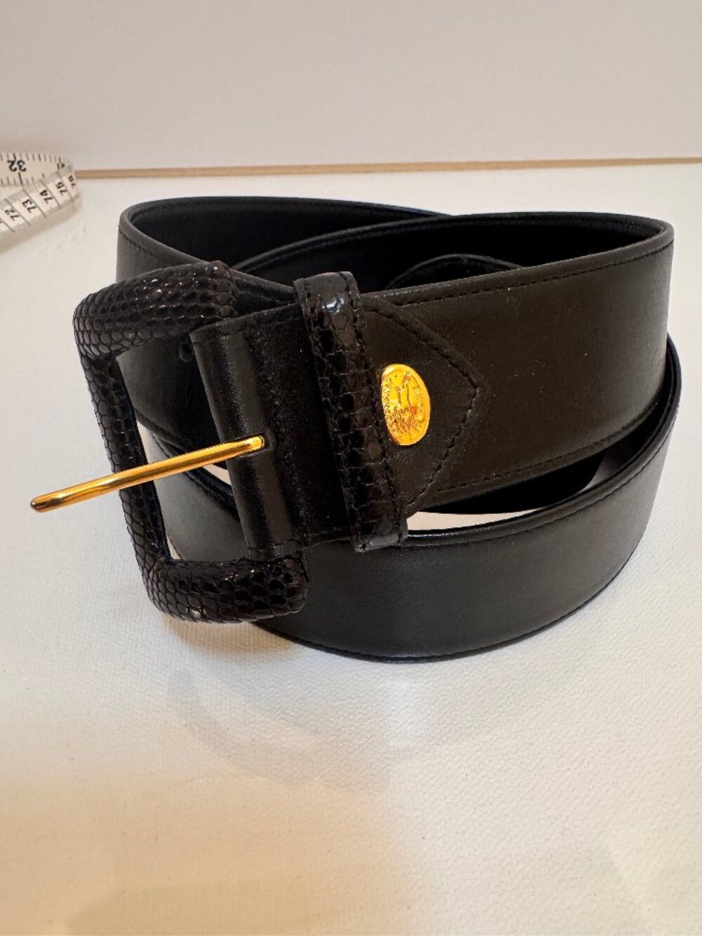 New Longchamp Black Leather Belt Size 95 cm/38" Made in France 835